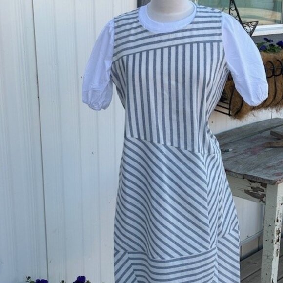 Blue Striped Cotton sundress or (jumper dress) - Picture 1 of 3